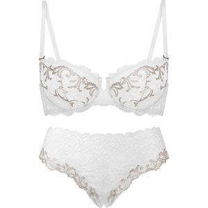 
Bao Shiyan thin lace girl bra half cup sexy and comfortable underwear for women with big breasts and small push-up bra set