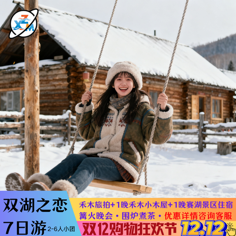 新疆冬季阿勒泰喀纳斯湖赛湖禾木7天6晚跟团游轻旅拍无人机航拍 - 定制游预订