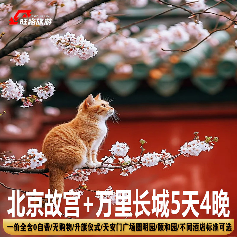 一价全含0购物北京旅游5天故宫升旗仪式圆明园八达岭长城自选酒店 - 定制游预订