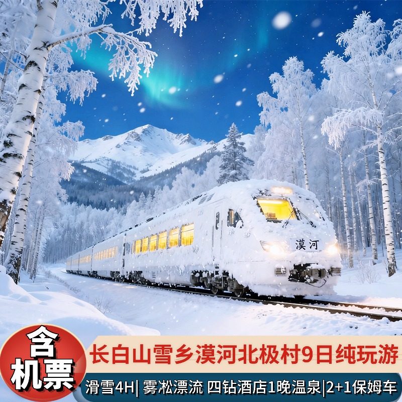 含机票东北长白山哈尔滨旅游雪乡延吉漠河冰雪大世界9天8晚2+1车 - 定制游预订