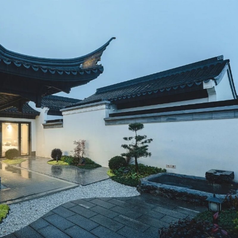 【中式庭院私汤】三里畈·蓝城桃花源温泉合院丨庭院私汤丨一院一户一汤池