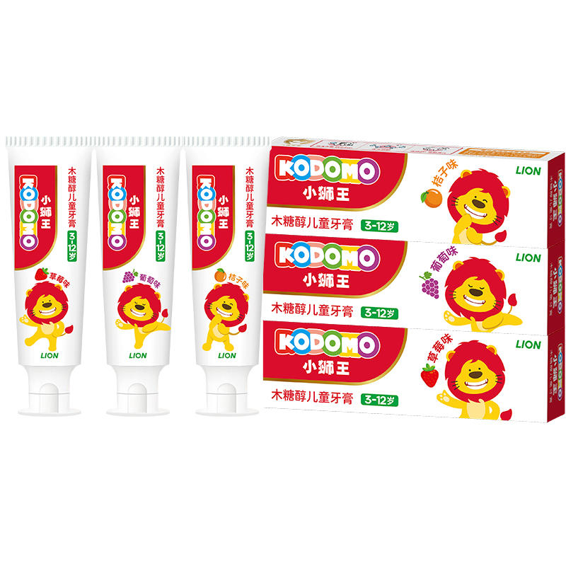 小狮王KODOMO 木糖醇儿童牙膏水果味 50g×3支 21.9元（27.9元，反6猫超卡）