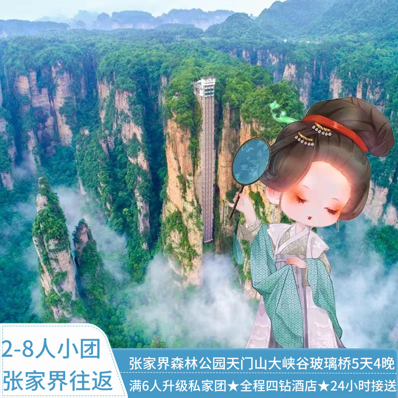 【2-8人小团】张家界森森公园天门山玻璃桥5天4晚高档纯玩跟团游 - 定制游预订