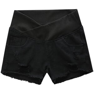 Pregnant women's shorts Four seasons wild maternity denim trousers wearing fashion broken holes wide leg pants loose leggings
