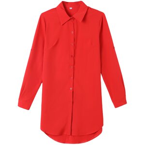 Middle -length shirt female long -sleeved student Korean version of loose large size all -match white shirt spring and summer new bottom shirt
