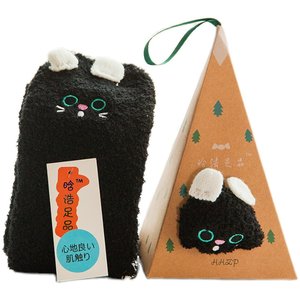 Bringing a box Christmas socks autumn and winter coral velvet thickened three -dimensional animal socks, Christmas box, gift floor socks
