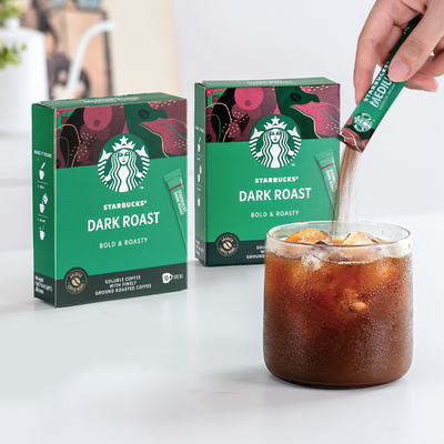 星巴克咖啡速溶美式黑咖啡深度烘焙10条装*2盒 进口精品黑咖