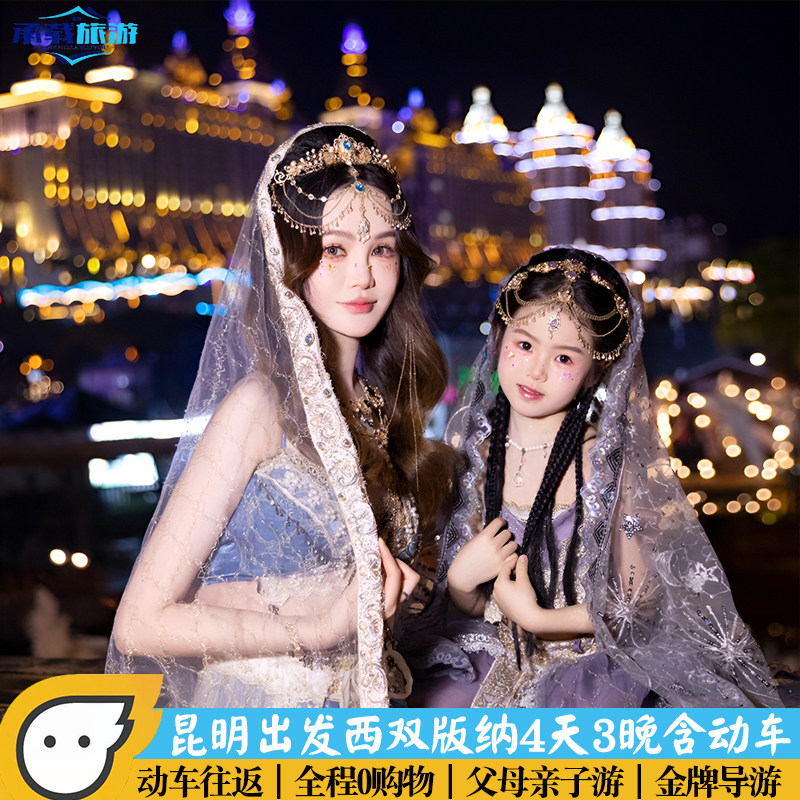 动车往返纯玩昆明西双版纳旅游4天3晚跟团游野象谷星光夜市亲子游 - 定制游预订