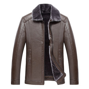 
Dad's winter coat thickened with velvet, middle-aged and elderly men's fur-in-one 70-year-old grandfather leather jacket