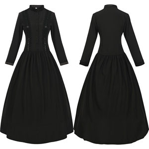 
European Medieval Retro Dress Female Stand-up Collar Waist Swing Skirt Gothic Dark Long Skirt Theater Performance Costume
