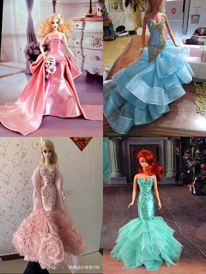 ST baby jacket handmade beaded sequin fishtail dress 30 cm baby clothes only clothes 6 points baby clothing