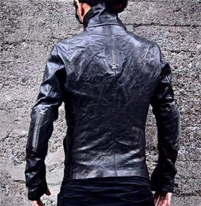 There is a tone! Handmade metal keel fold calf Pippi king dark pioneer men's leather leather jacket jacket