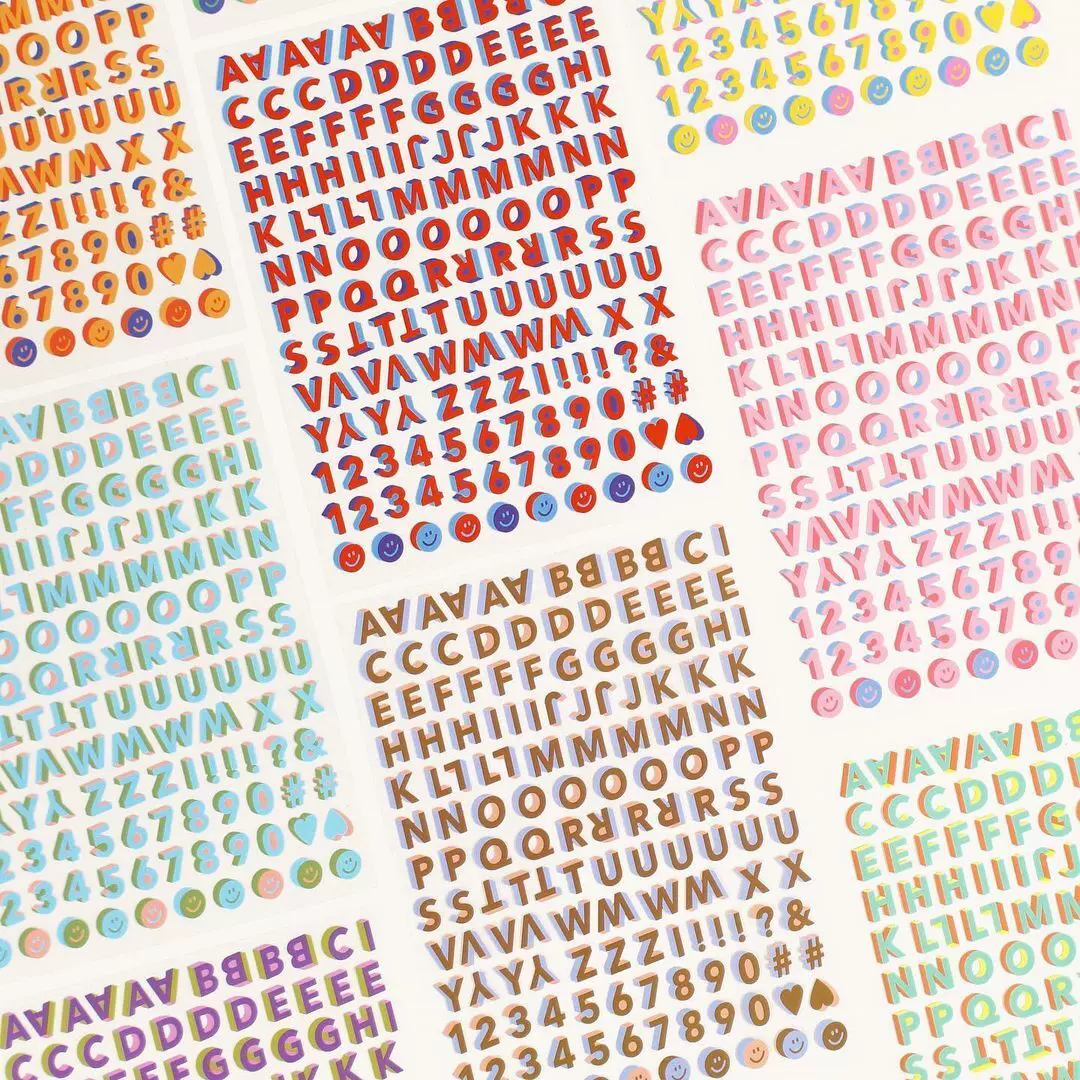Paperian韩国彩色3d立体英文字数字装饰手账贴纸咕卡贴纸拼