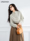 LAGOGO simple lapel peach leather velvet shirt for women Lagugu Valley 2024 autumn and winter new commuter solid color inner top