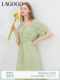 LAGOGO Mint Mambo Lace Dress Women's Laguda Summer New Slim Light Green A-line Mid-length Skirt