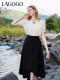 LAGOGO Commuter Career Irregular Skirt for Women Lagugu Summer New Black Temperament A-Shaped Mid-Long Skirt