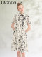 LAGOGO national style dress for women Lagugu Summer new style new Chinese printed cheongsam skirt