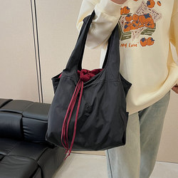 Foldable Drawstring Shopping Bag, Large Capacity Storage Bag, Waterproof Supermarket Convenient Tote Bag, Eco-Friendly Bag