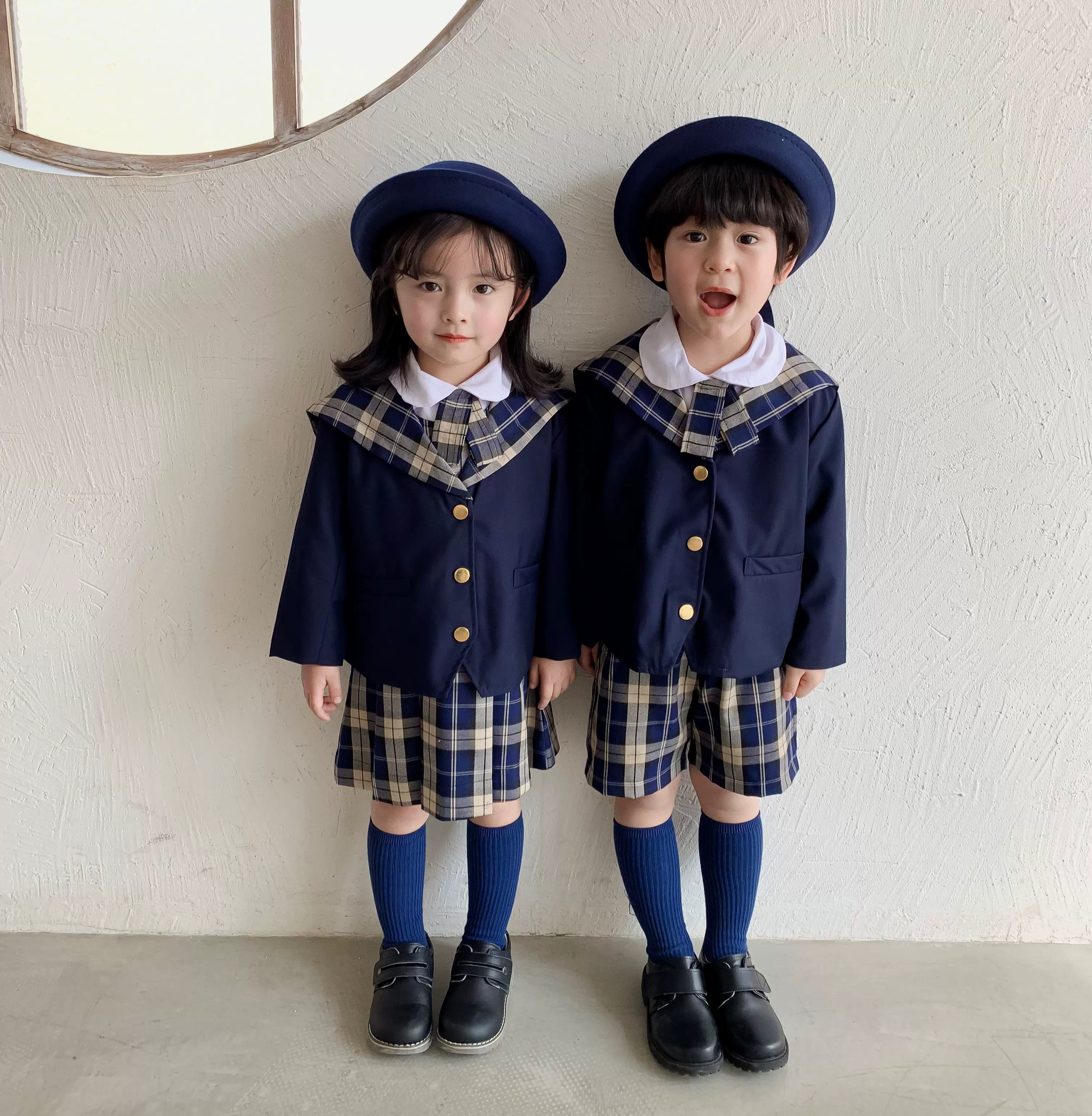 英倫兒童幼兒園小學校服班服 貴族西服正裝制服 格領海軍領男女-Taobao