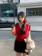 green big sister Korean model girl red v-neck breast pad tee round neck women's top summer