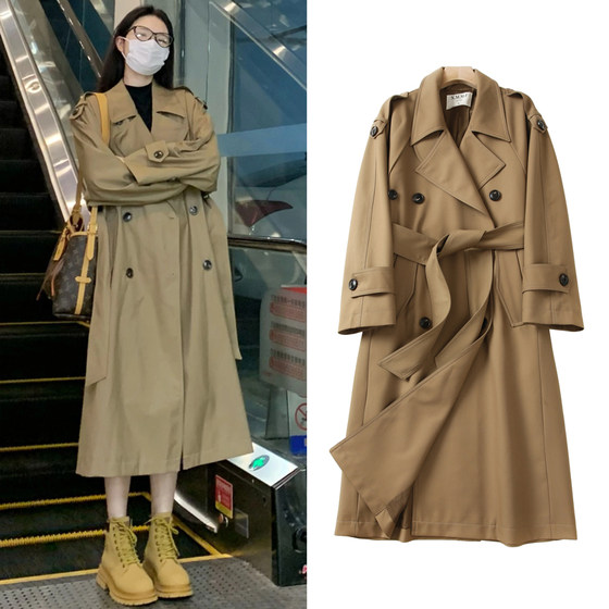 ZM same style windbreaker Paris Old Dream Classic Silhouette Large Lapel Double Breasted Mid-length Temperature Trench Jacket Women