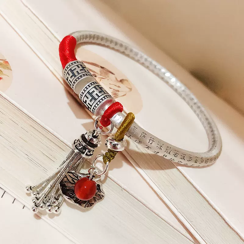 心経純銀足銀ハンドメイド女性金南紅開口復古個性民族風古法細ブレスレット NIXON ケンジントンレザー腕時計 A108-3157