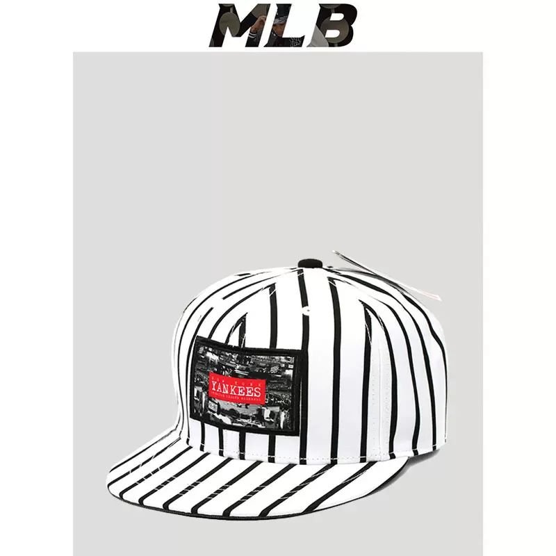 专柜正品潮牌mlb棒球帽子男女春夏白条纹yankees嘻哈帽情侣