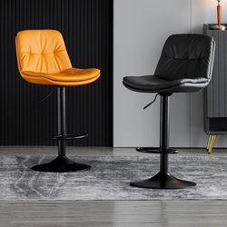 Bar Stool with Backrest, Light Luxury, Comfortable for Long Sitting, Modern Minimalist, Swivel, Cashier High Stool