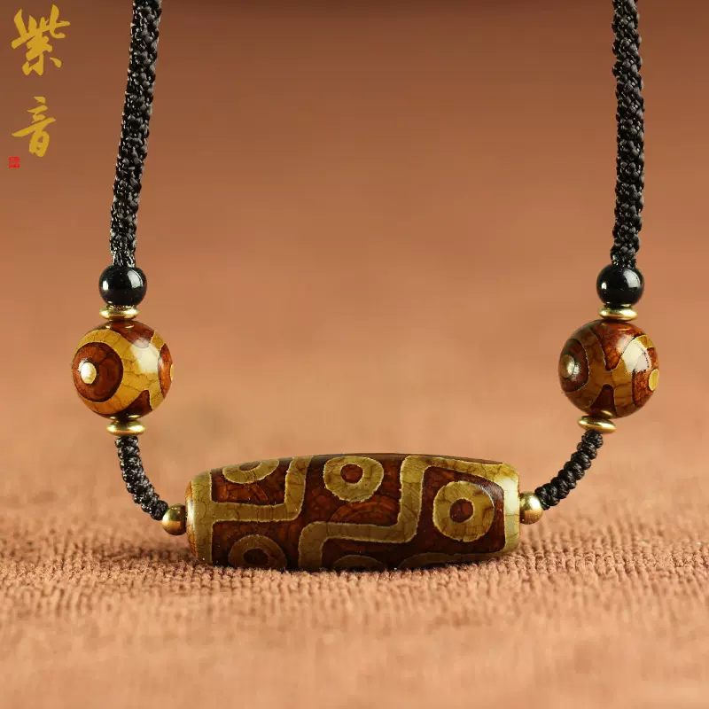 ☆虎牙三眼天珠☆ 瑪瑙製 吊墜 根付 裝身具 風水開運