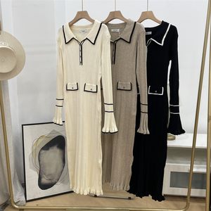 
2025 new autumn and winter bottoming long-sleeved fashionable niche French high-waist dress J#28