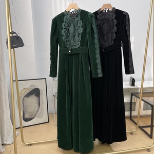 
Dress Round Neck Fashion Long Sleeve High Waist 2025 Winter Simple Waist Long Dress Women K#18