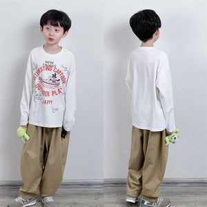 
Tongtong Mom Customized Men and Women Children's Pure Cotton Soft White Cartoon Full Print Korean Loose Long Sleeve T-shirt Spring and Autumn Clothing