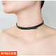 Black leather neck strap choker necklace rope leather neck chain handmade genuine cowhide collar short clavicle chain pierced with hard gold