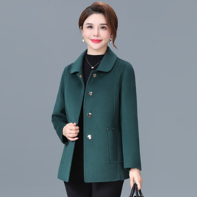 Western mother's double-sided cashmere coat for women small new autumn and winter short middle-aged and elderly women's woolen coat