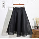 2022 spring and summer women's clothing European station new style grid retro high waist fluffy skirt mid skirt A-line large skirt