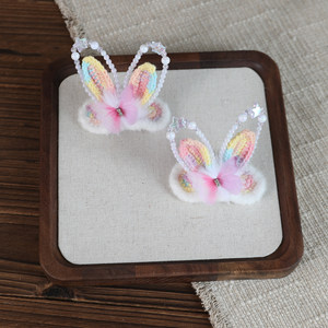 
Purely hand-knitted cartoon animal knitted children's hairpins for girls, cute rabbit hairpins, baby broken hairpins, hair accessories