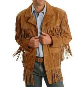Overseas purchasing Cowboy handicraft classic western denim tan suede suede men's jacket leather jacket
