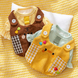 The new pocket carrier can pull two-legged clothes, Bichon Teddy, puppy clothes, kitten warm pet clothes