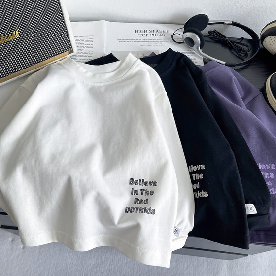 
Boys' long-sleeved T-shirt spring and autumn children's white bottoming shirt fashionable little boy autumn clothes baby cotton top T