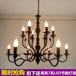 American-Style Double-Layer Iron Candle Chandelier, Simple Living Room and Dining Room Chandelier, Clothing Store and Photo Studio Personalized Chandelier Lighting Fixtures