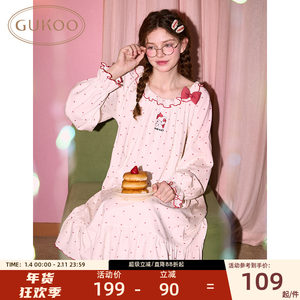 Gukoo/Nutshell nightgown mikko new spring and autumn polka dots cute women's home wear nightgown can be worn outside