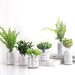 Nordic Potted Artificial Plants, Fake Succulents, Green Plants ins Home Living Room Indoor Windowsill Decoration Creative Small Ornaments