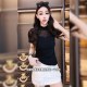 European sexy gauze mesh spliced ​​short-sleeved T-shirt for women 2025 summer half turtleneck slim temperament perspective shirt top