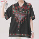 National trend and ethnic style ancient Miao traditional totem embroidered short-sleeved shirt men's and women's clothing 0017 design without boundaries