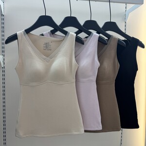 
2025 Autumn and Winter Women's Chest Pad Single-layer Fleece Warm Vest Without Steel Wire Three-in-One Bra Base Garment