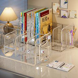 Desktop Book Stand Acrylic Bookshelf Transparent Student Book Desk Storage Rack Office Dormitory File Storage Rack