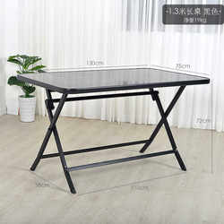 Folding Glass Table for Barbecue Restaurant, Balcony, Courtyard, Outdoor Leisure, Lightweight Folding Table, Tempered Glass, Wrought Iron Dining Table