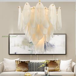 Postmodern Art Feather Glass Lamps Nordic Light Luxury Simple Living Room Main Lamp Bedroom Dining Room Sales Office Chandelier