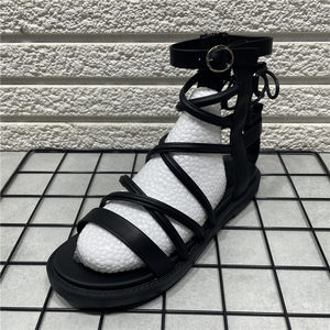 
Broken-code processing one-strip sandals for women's summer cross-strip Roman shoes open-toed beach shoes high top hollow sandals