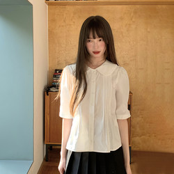 Tokyo Seasonal Diary Jk Uniform Japanese School Style Short Sleeve Doll Collar White Shirt Loose Early Spring Jk Shirt for Women